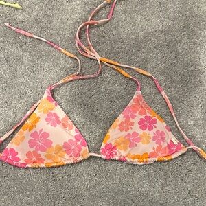 Floral Pink and Orange Bikini Top
